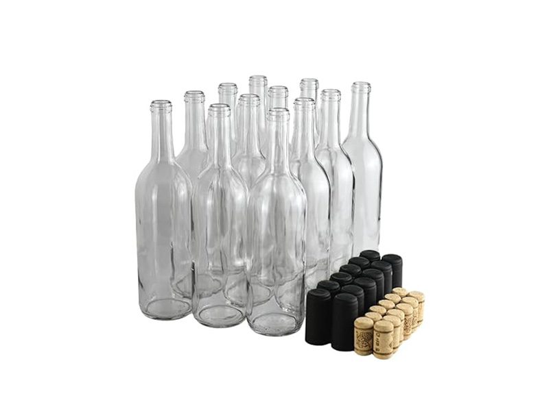 Bottles with corks and black caps
