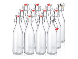 Glass bottles with swing top lids