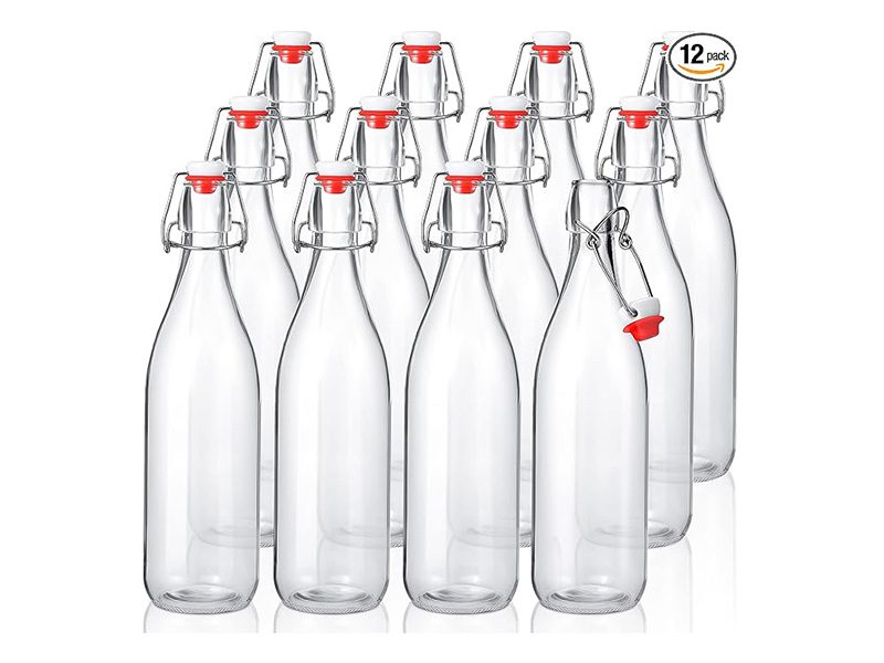 Glass bottles with swing top lids
