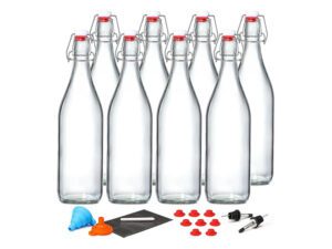 Glass bottles with swing tops and accessories