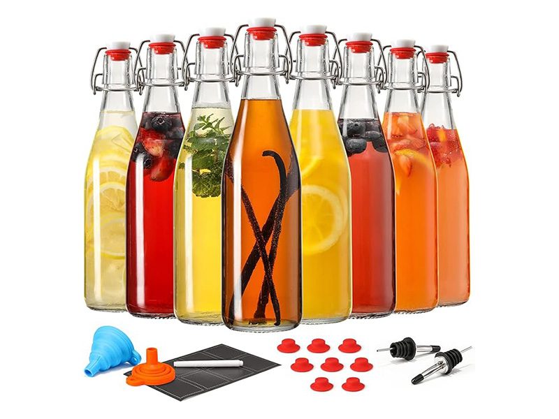 Assorted beverage bottles and tools