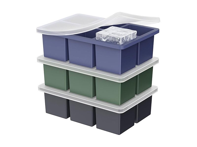 Stacked ice cube trays with lids