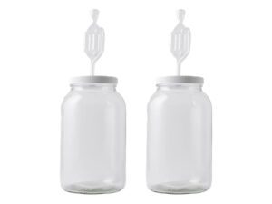 Glass jars with airlocks for fermentation