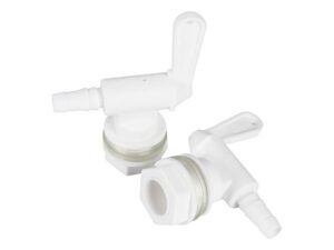 Plastic spigot taps on white background