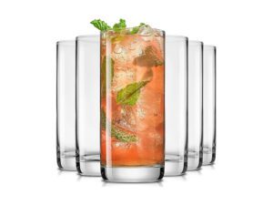 Tall glass of iced tea with mint