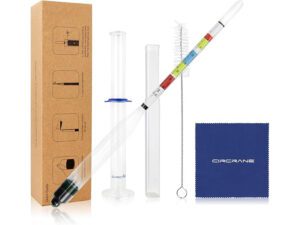 Home brewing hydrometer kit with cleaning brush