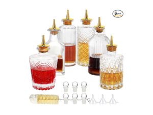 Elegant glass bottles for liquids display