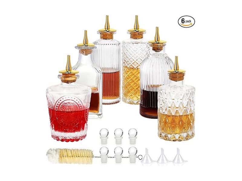 Elegant glass bottles for liquids display