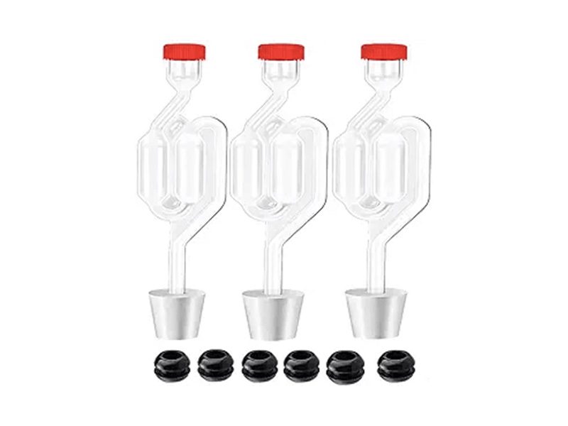 Brewing airlocks with stoppers and seals