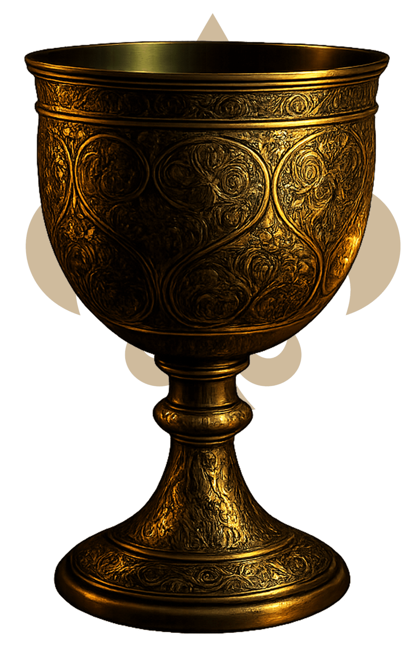 Elegant gold cup with detailed patterns